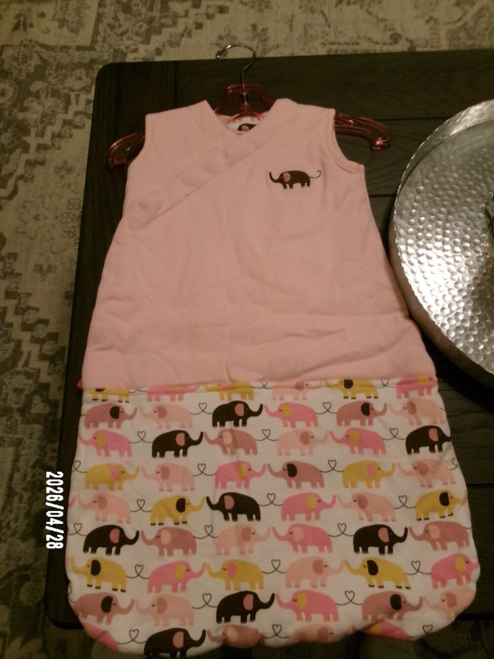 Magnetic Me SLEEVELESS 0-6 Months 5-16 LB ELEPHANTS PINKS Swaddle Sleep Sack